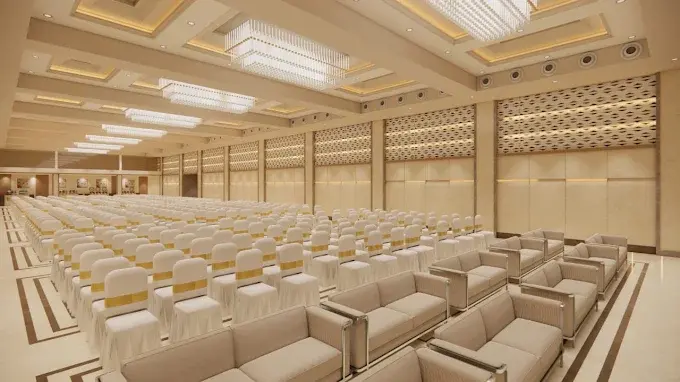 Wedding ceremony setup in a marriage venue at Golden Banquet