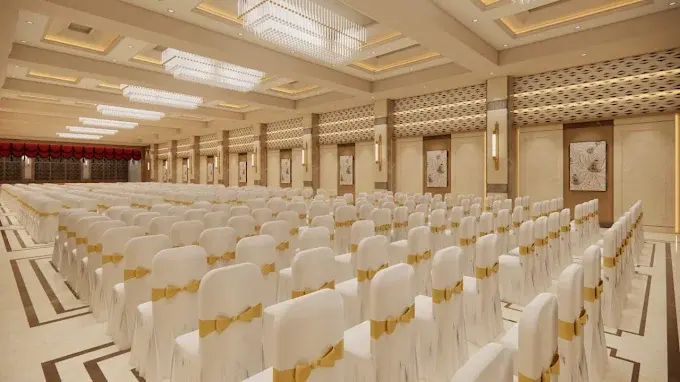 Elegant reception seating at Golden Banquet Vasai